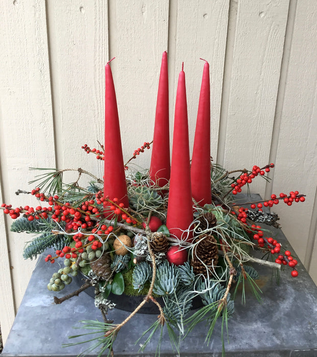 Adventsdekoration på fad